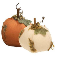 Mossy Stuffed Pumpkin 325 x 375 2 Asstd - The Fox Decor