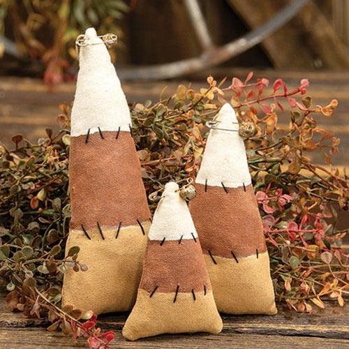 3 Set Primitive Stuffed Candy Corn Ornaments - The Fox Decor