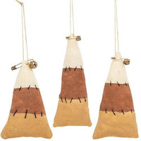 3 Set Primitive Stuffed Candy Corn Ornaments - The Fox Decor