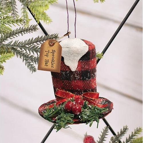 Sprinkles Buffalo Check Top Hat Ornament - The Fox Decor