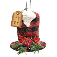 Sprinkles Buffalo Check Top Hat Ornament - The Fox Decor