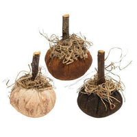 Gathered Stuffed Mini Pumpkin 3 Asstd - The Fox Decor