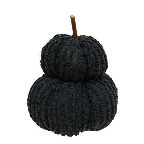 Mini Black Chenille Pumpkin Stack - The Fox Decor