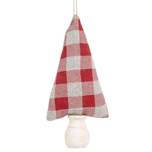 Red & Gray Buffalo Check Fabric Christmas Tree Ornament 75 - The Fox Decor