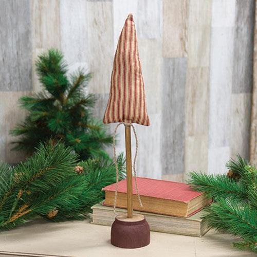 Red Ticking Stripe Christmas Tree on Base 16 - The Fox Decor