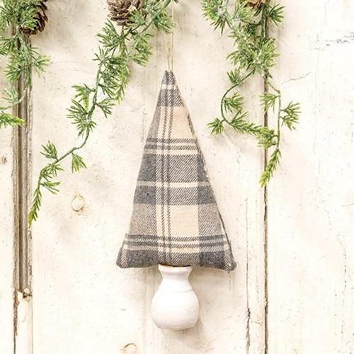 Gray & Ivory Plaid Fabric Christmas Tree Ornament 75 - The Fox Decor