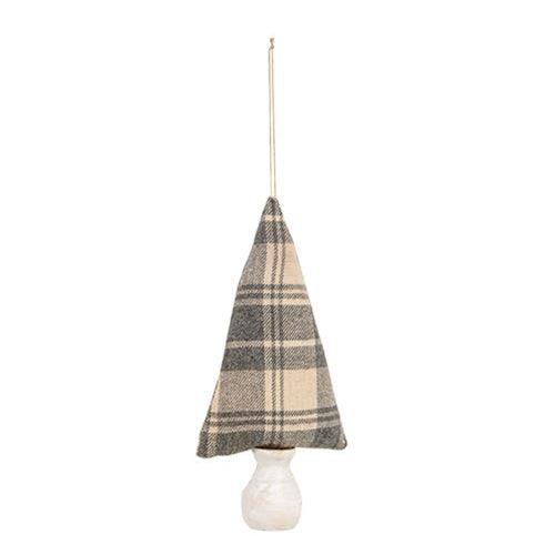 Gray & Ivory Plaid Fabric Christmas Tree Ornament 75 - The Fox Decor