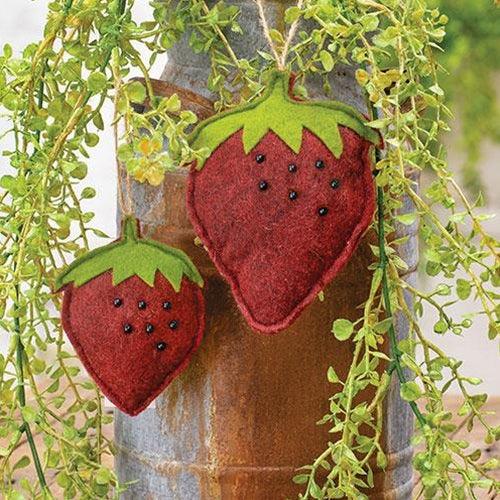 Mini Beaded Felt Strawberry Ornament - The Fox Decor