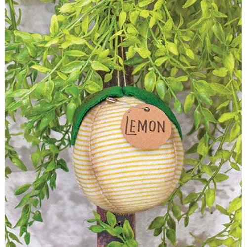 Striped Fabric Primitive Lemon Ornament - The Fox Decor