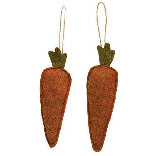 2 Set Primitive Carrot Ornaments - The Fox Decor