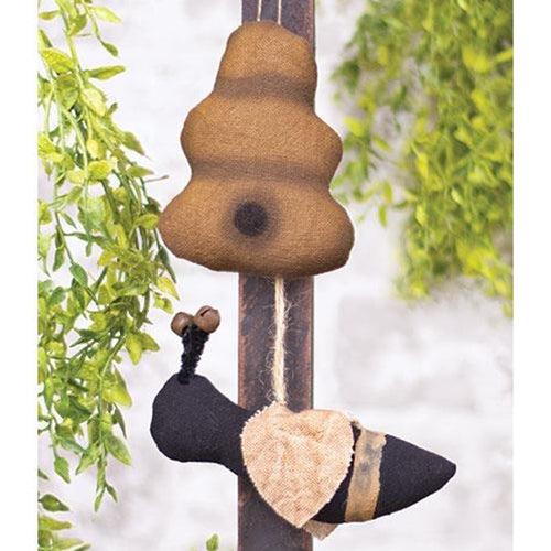 2 Set Primitive Bumble Bee and Hive Ornaments - The Fox Decor