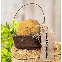 Primitive Fabric Chick in Peep Basket - The Fox Decor
