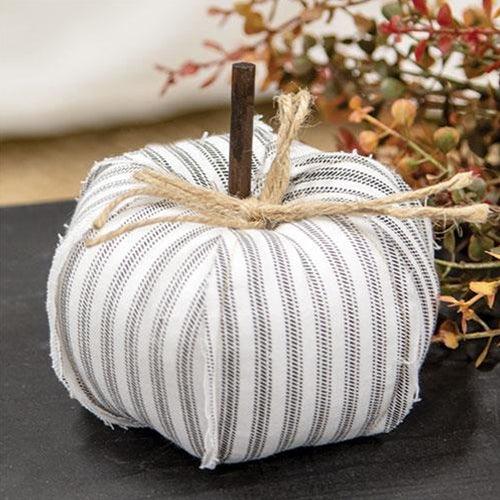Ticking Stripe Stuffed Pumpkin 475 - The Fox Decor