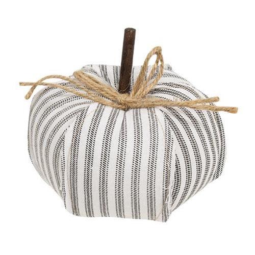 Ticking Stripe Stuffed Pumpkin 475 - The Fox Decor