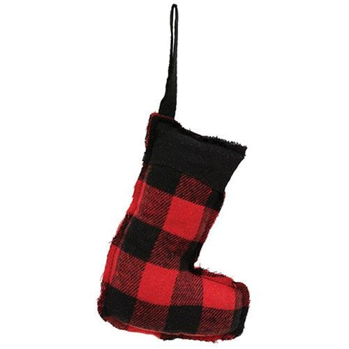 Red & Black Check Stuffed Stocking Ornament