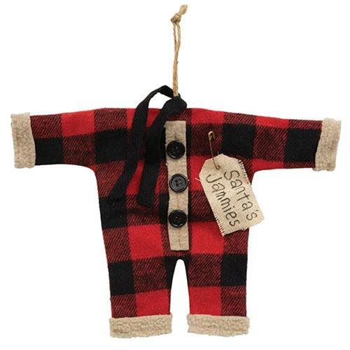 Red & Black Check Small Santa's Jammies Ornament - The Fox Decor