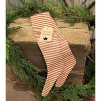 Thumbnail for 2 Set Red Ticking Stripe Fabric Stocking Ornament - The Fox Decor