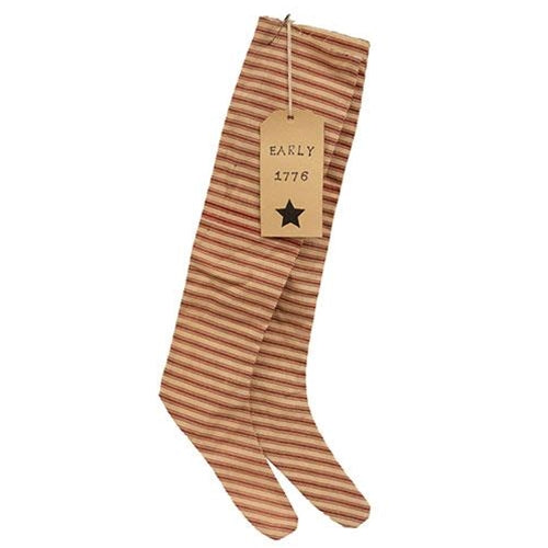 2 Set Red Ticking Stripe Fabric Stocking Ornament - The Fox Decor