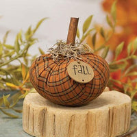 Stuffed Fall Orange Plaid Mossy Pumpkin 4 - The Fox Decor