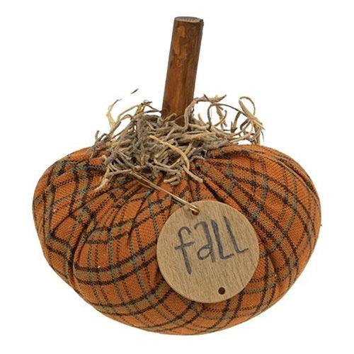 Stuffed Fall Orange Plaid Mossy Pumpkin 4 - The Fox Decor