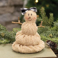 Melting Snowgirl w Black & White Check Bow - The Fox Decor