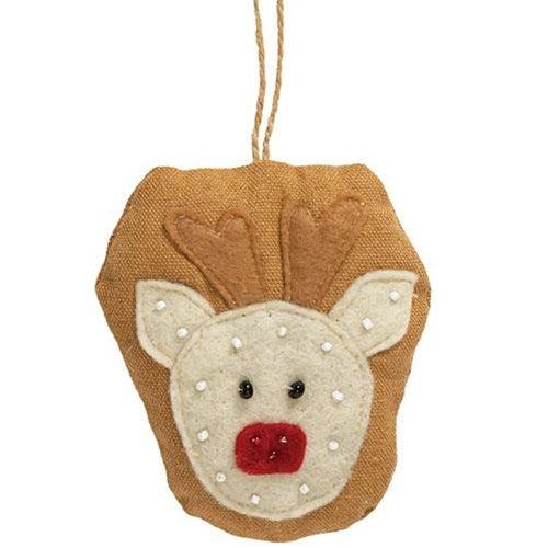 Beaded Reindeer Fabric Ornament - The Fox Decor