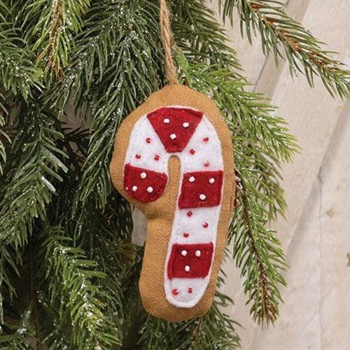 Beaded Candy Cane Fabric Ornament - The Fox Decor