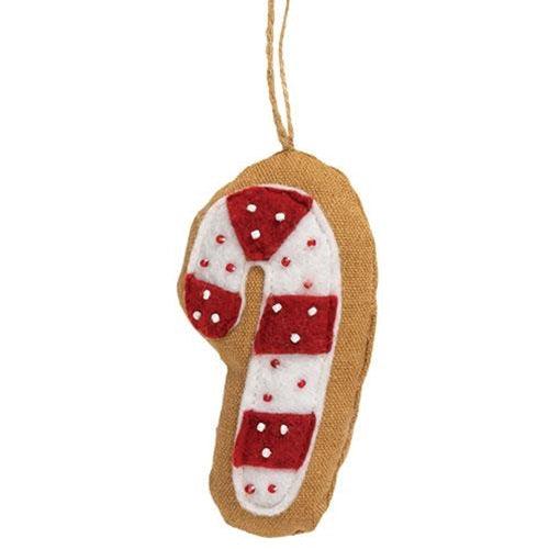 Beaded Candy Cane Fabric Ornament - The Fox Decor