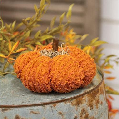 Orange Chenille Mossy Pumpkin 6 - The Fox Decor