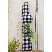 Black & White Buffalo Check Felt Peeking Bunny - The Fox Decor