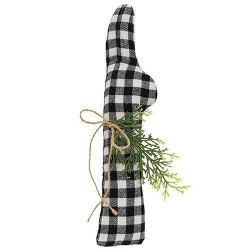 Black & White Buffalo Check Felt Peeking Bunny - The Fox Decor