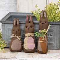 3 Set Primitive Chocolate Bunny Family - The Fox Decor