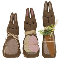 3 Set Primitive Chocolate Bunny Family - The Fox Decor