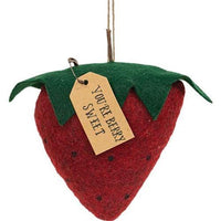 Stuffed Felt You're Berry Sweet Strawberry Ornament - The Fox Decor