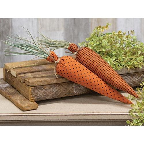 2 Set Orange & Black Polka Dot & Buffalo Check Carrots - The Fox Decor