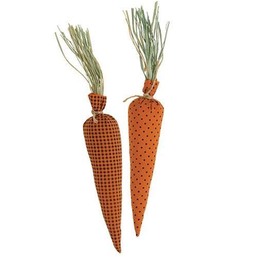 2 Set Orange & Black Polka Dot & Buffalo Check Carrots - The Fox Decor