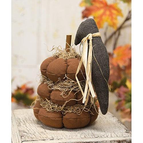 Stuffed Pumpkin Stack w Primitive Crow - The Fox Decor