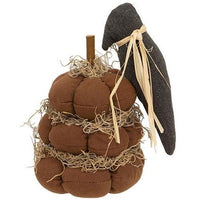 Stuffed Pumpkin Stack w Primitive Crow - The Fox Decor