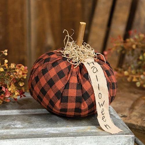 Burnt Orange & Black Stuffed Halloween Pumpkin - The Fox Decor