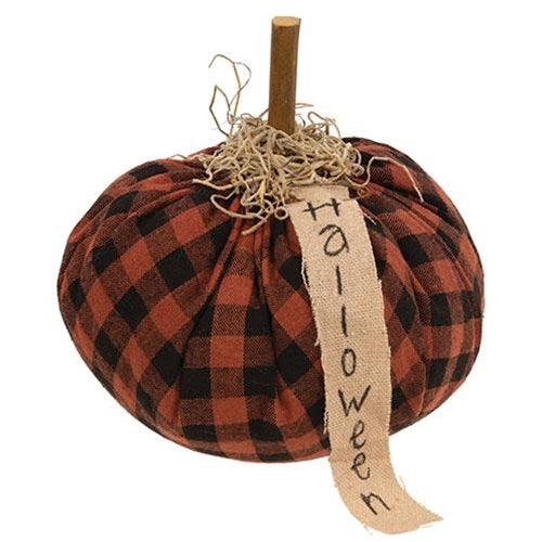 Burnt Orange & Black Stuffed Halloween Pumpkin - The Fox Decor