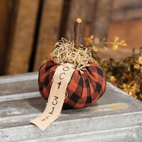 Burnt Orange & Black Stuffed October 31st Mini Pumpkin - The Fox Decor
