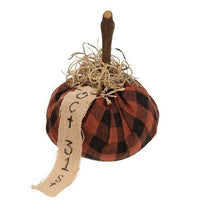 Burnt Orange & Black Stuffed October 31st Mini Pumpkin - The Fox Decor