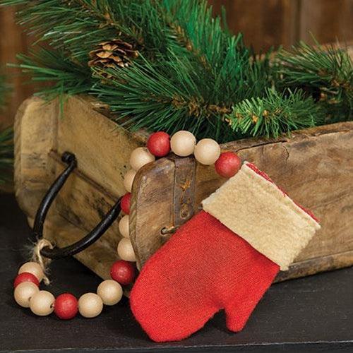Red Beaded Fabric Mitten Christmas Ornament - The Fox Decor