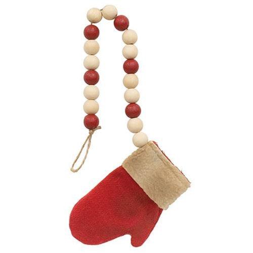 Red Beaded Fabric Mitten Christmas Ornament - The Fox Decor