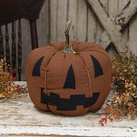 Large Stuffed Primitive Jack O Lantern w Stem - The Fox Decor