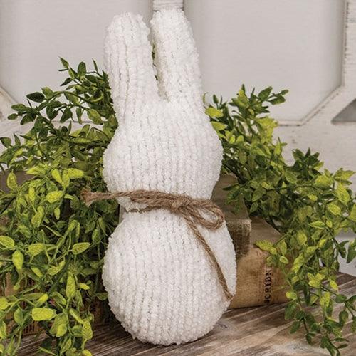 Stuffed White Chenille Bunny Ornament - The Fox Decor