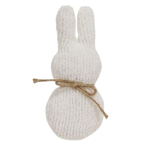 Stuffed White Chenille Bunny Ornament - The Fox Decor