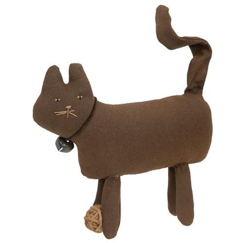 Stuffed Brown Primitive Cat w Yarn Ball - The Fox Decor