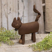 Stuffed Brown Primitive Cat w Yarn Ball - The Fox Decor