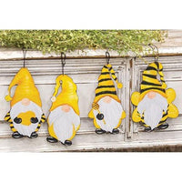 Gnome Bee Metal Ornament 4 Asstd - The Fox Decor
